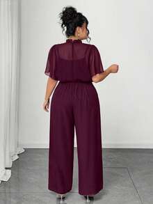 Auvina Mono de verano elegante para vacaciones y uso diario para mujeres de talla grande - Rojo violeta - Ver 2
