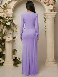 Women Long Dresses - Lilac Purple - View 2