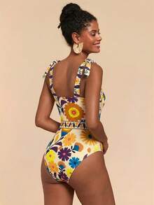 Travachic Women's Colorful Floral Print Camisole Jumpsuit - Yellow - View 2