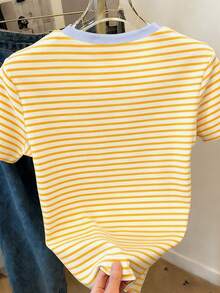 Resyla Women's Casual Striped Print Round Neck Short Sleeve T-Shirt - Multicolor - View 2