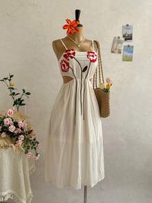 Soleia Vestidos midi para mujer, vestido elegante para mujer, vestido blanco para boda civil, top para salir, vestido de fiesta de boda, vestido de fiesta para mujer, vestido de fiesta elegante, vestido de Navidad, disfraz de Halloween para mujer, vestido de invierno, ropa de mujer para otoño, fiesta - Beis - Ver 5