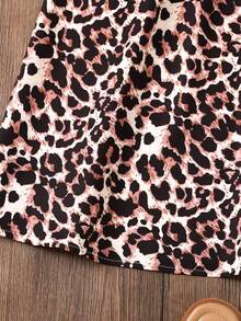 SHEIN 少女休闲豹纹碎花吊带连衣裙 - 棕色 - 查看 4