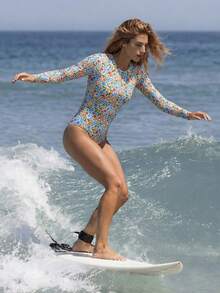 Swim SPRTY Women's Floral Hollow-Out Backless One-Piece Swimsuit, Summer Beach Surfing Swimwear - Multicolor - View 3