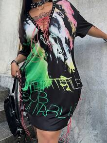 Whyspr Woven Beach Mini Dress With Eyelet Tie Detail, Spring/Summer - Multicolor - View 4