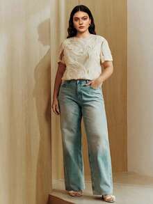 Áo thun ngắn tay cổ tròn thêu đính cườm thanh lịch Anewsta dành cho nữ, thích hợp cho kỳ nghỉ hè, đi biển, mặc thường ngày. - Màu be - Xem 7