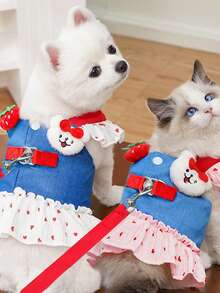 PETSIN 1SET Pet Harness Dress For Dogs Cats, Cute Dress For Teddy Bichon French Bulldog Schnauzer - Multicolor - View 9
