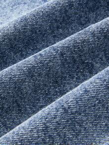 GlowEve Women's Metal Bow Button Design Casual Vest Denim Jacket - Blue - View 8