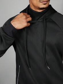 Acti Log Men's Polka Dot Print Drawstring Hooded Sweatshirt - Black - View 9