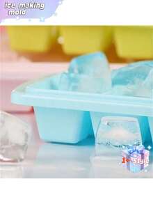 Khay làm đá viên bằng nhựa 33 ngăn có nắp đậy, máy làm đá tự chế, tủ đông nhỏ gọn dùng trong gia đình, khuôn làm đá khối. - Màu xanh bạc hà - Xem 5