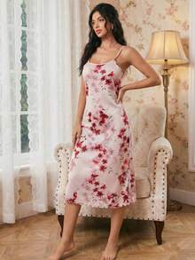 Modelyn 花卉印花细肩带睡裙 睡衣裙 - 粉色 - 查看 4