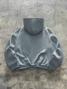 AXEPEAK 休闲连帽衫，采用解构弧形拼接设计 - 藍色 - 查看 2