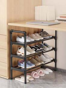 3-8 Tiers Shoe Organizer, Simple Metal Shoe Rack, Multifunctional Large-Capacity Storage Rack, Easy To Load And Unload, Save Space, Home Organization Shoes And Boots Storage Sundries, Suitable For Corridors, Closet, Entryway, Garage, Bedroom - Black - View 6