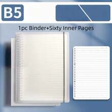 1PC Detachable Loose Leaf Notebook PP Frosted Shell A5b5 Loose Leaf Paper Grid Horizontal Line Replacement Core English Coil Notebook - Multicolor - View 16