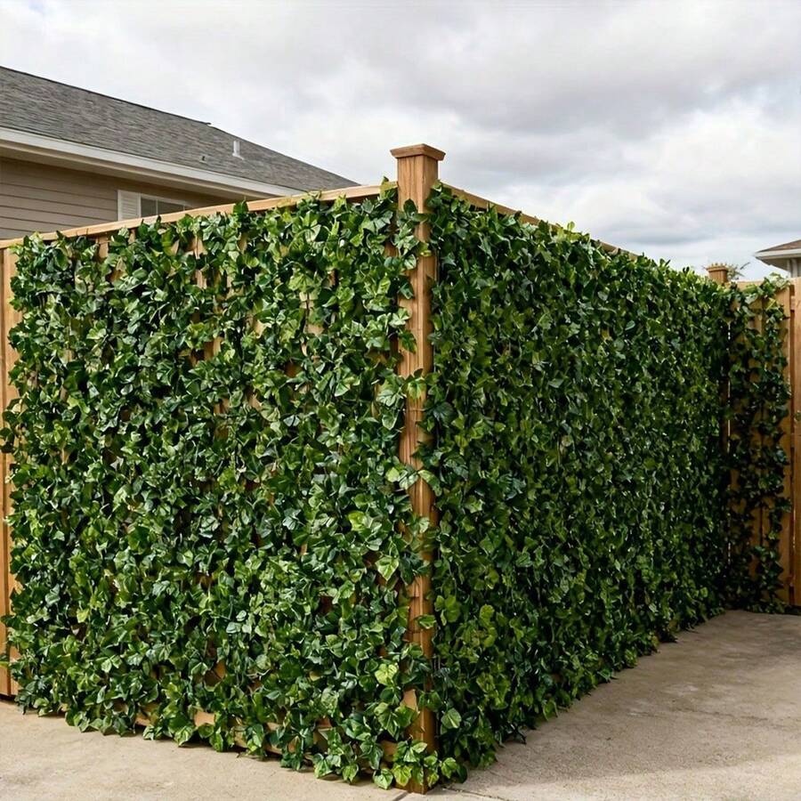 6 pièces Panneaux de clôture de confidentialité en lierre de haute qualité et réalistes - feuilles vertes réalistes, installation facile, écrans de verdure en plastique extérieur durable avec panneaux et bases simples, murs de jardin durables toutes saisons, convient pour balcon, clôture de piscine, décoration d'extérieur peu entretenue toute l'année, décoration de printemps toute l'année, verdure artificielle, plantes artificielles d'extérieur - Vert - Voir 1