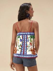 Travachic 女士印花雪纺吊带背心，适合夏季度假 - 彩色 - 查看 2