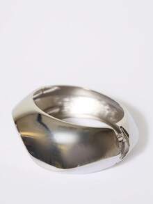 MUSERA Vòng tay kim loại bạc họa tiết trừu tượng, thích hợp cho mùa xuân hè, đi biển, bơi lội, lễ hội, kỳ nghỉ, dễ thương - Bạc - Xem 2