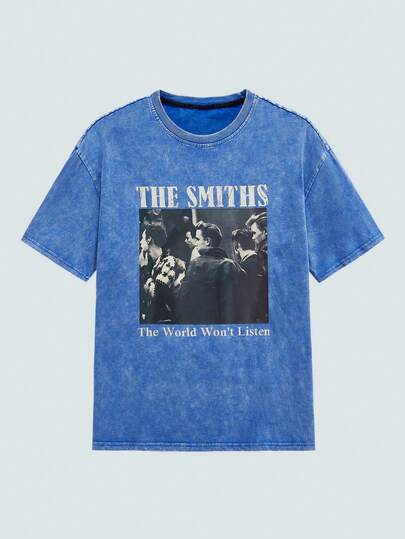 Modcrash YUNCHIC 男士复古水洗T恤，创意图案设计，休闲舒适宽松版型，轻盈透气，适合夏季户外活动和日常穿着。