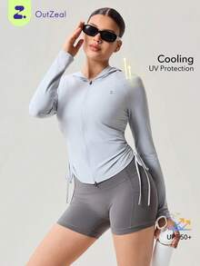 OutZeal Áo khoác chống nắng nữ mùa hè, kiểu dáng thường ngày, chống tia UV, có mũ, thích hợp mặc ngoài trời. - Màu Xám nhạt - Xem 1