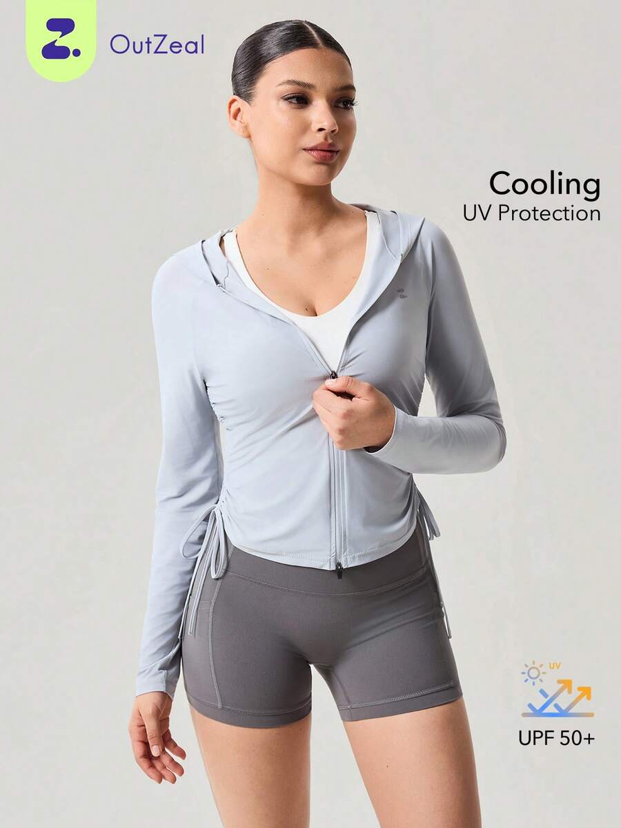 OutZeal Women Sun-Proof Jacket Summer Daily Casual UV Protection Hood Outdoor Tops - Light Grey - View 1