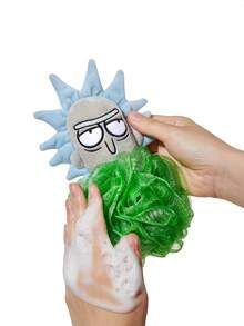 Rick and Morty X SHEIN 可爱的沐浴刷、沐浴海绵和超柔软的泡沫网，采用趣味十足的超大设计，配有挂绳，适合沐浴使用。 - 彩色 - 查看 4