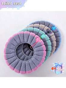 1pc Comfortable Toilet Seat, Household Toilet Seat, Washable Knitted - Green - View 7