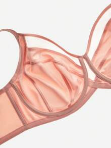 LUVLETTE Plus Curvy Lingerie Earth Tone Unlined Full Coverage Side Support Mesh Sheer Airy Basic Breezy Comfort Minimizer Bra - Redwood - View 8