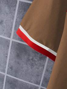 Manfinity Homme Áo thun nam tay ngắn cổ tròn in họa tiết tối giản - màu nâu - Xem 4