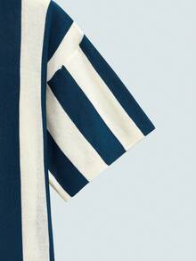 Modcrash Men's Old Money Style Striped Contrast Knitted Top/Khaki Clothing - Royal Blue - View 5