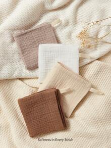 Bộ 4 khăn lau nước bọt cho bé bằng cotton nguyên chất, mềm mại và thấm hút tốt, có thể giặt và tái sử dụng, phù hợp cho cả bé trai và bé gái sơ sinh. - Nhiều màu - Xem 3