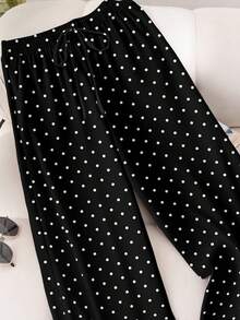 CosyJoli 大码女式休闲波点印花宽松裤，黑色，适合度假、音乐节等场合 - 彩色 - 查看 4