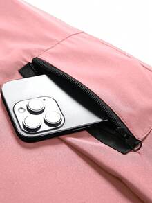 Manfinity Homme 男士连帽拉链休闲百搭日常长袖外套 - 粉色 - 查看 8