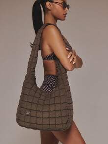 MUSERA Quilted Water-Resistant Carryall Shoulder Bag, Leisure And Casual, Sports - Brown - View 2