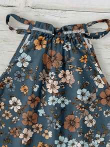 SHEIN LUNE Áo nữ không tay cổ yếm họa tiết hoa nhí, kiểu dáng thường ngày, thích hợp cho mùa xuân và mùa hè. - Nhiều màu - Xem 5