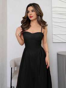 Jemour Elegant Women Long Tulle Dress, Suitable For Casual Date, Outing, Nightclub Party, Autumn Season,Summer Dresses For Women - Black - View 6