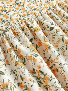 SHEIN 少女碎花吊带中长连衣裙 - 黃色 - 查看 3