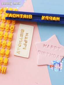 Nuevo molde de galletas en forma de letras y números, herramienta para prensar cerámica, sello para hornear, molde DIY para imprimir y grabar, cortador de galletas, utensilios para pasteles - Amarillo - Ver 8