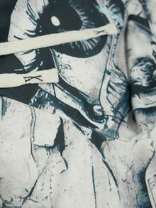 ROMWE MEN Goth Men's Street Graphic Print Casual Shorts, Suitable For Spring And Summer - Multicolor - View 5