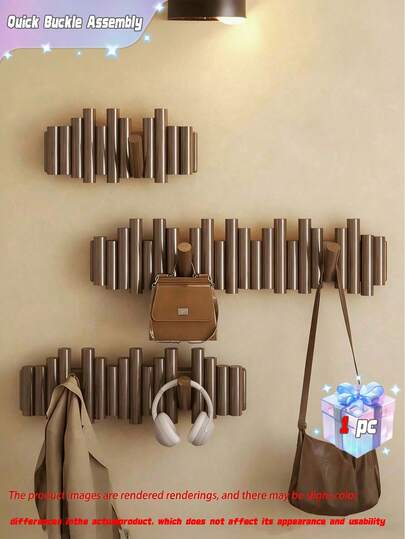 قطعة واحدة من رف معطف خشبي بشكل مفتاح البيانو الأسطواني، خطافات ديكورية خشبية للتركيب على الحائط، خطافات حائط قابلة للطي خلف الباب، رف تخزين غير مسمر للغرفة مع خطافات معاطف، لتخزين المفاتيح والقبعات والملابس والسلاسل والاكسسوارات، مناسب للديكور في ردهة المدخل وخلف الباب وجدران غرفة النوم وغرفة المعيشة