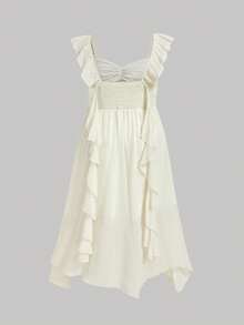 SHEIN MOD Plus Size Chiffon Starfish Metal Decor Ruffle Hem Maxi Dress - Apricot - View 2