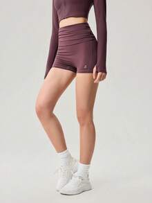 OutZeal 女士运动紧身裤瑜伽健身柔软弹力可折叠腰带运动裤 - 酒紅色 - 查看 5