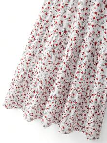 SHEIN Franclia Women's Ditsy Floral Ruffle Hem Sleeveless Dress, Vacation Style - White - View 6