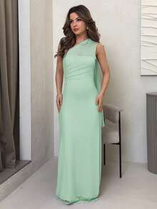 Jemour Vestido maxi elegante, romántico, de moda, sexy y gracioso sin tirantes y ajustado, adecuado para fiestas, vacaciones en la playa, vuelta al colegio, citas románticas, temporada de bodas, cumpleaños, uso en Semana Santa, primavera/verano - Agua verde azul - Ver 6