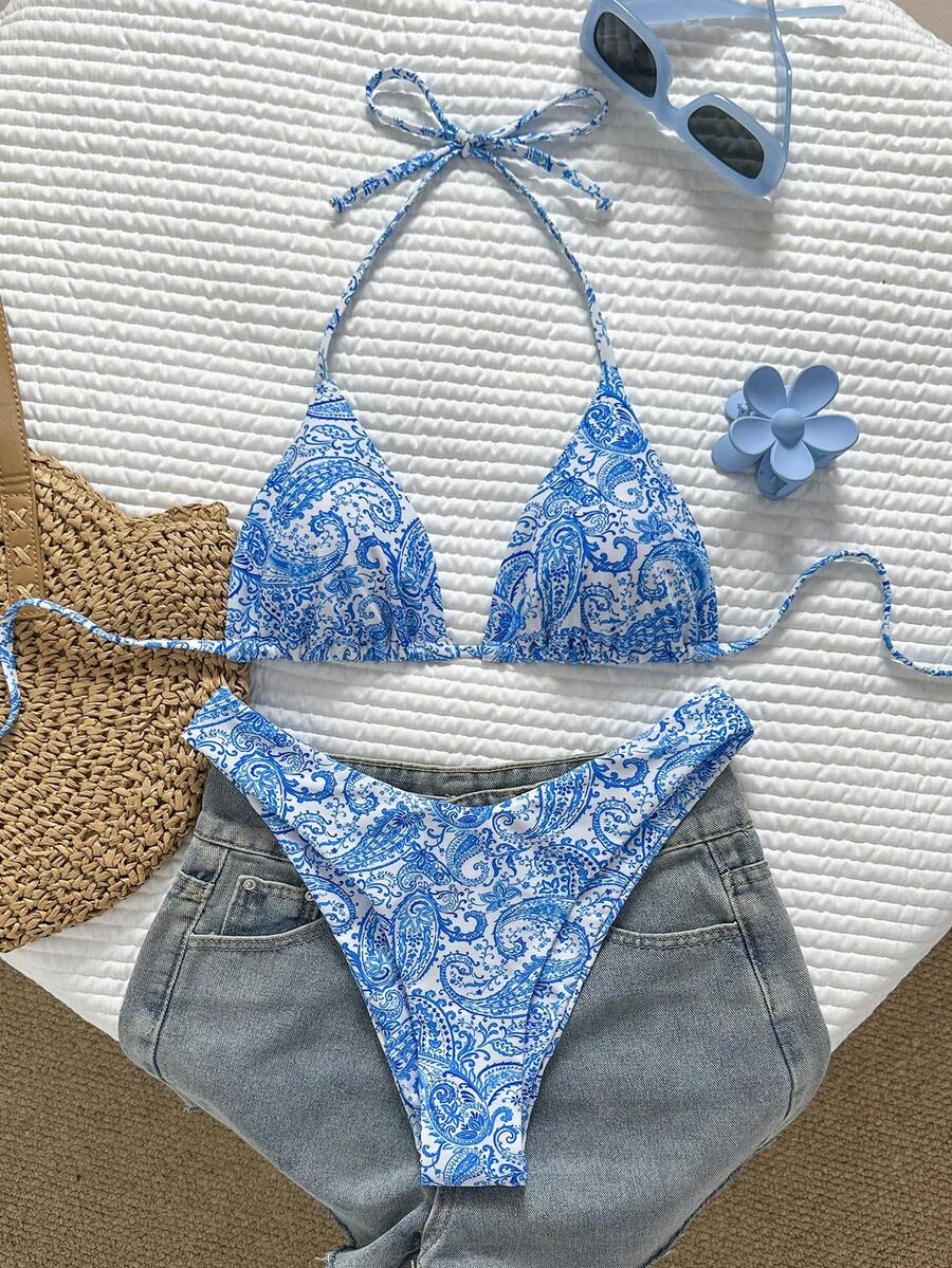 Swim Basics Women's Tropical Print Two Pieces Bikini Set, Casual Holiday - Multicolor - View 1