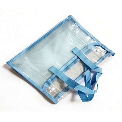 1 ชิ้น กระเป๋าโท้ทใส - ที่จัดระเบียบเครื่องสำอาง PVC, กระเป๋าไฟล์ A4 ใสกันน้ำหนา สำหรับนักเรียนสอบทบทวน, การบ้าน, เก็บหนังสือ, ที่จัดระเบียบกระดาษสอบ และกระเป๋าถือสำหรับงานอีเวนต์ในสนามกีฬา