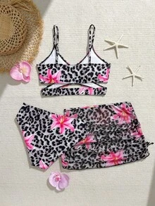 SHEIN Bộ đồ bơi ba mảnh in họa tiết da báo màu hồng xẻ tà + váy lưới che phủ, thích hợp cho mùa hè của trẻ em, thân thiện với da và nhanh khô với thiết kế dây đeo vai có thể điều chỉnh, cạp cao và thiết kế ôm hông, thích hợp cho kỳ nghỉ biển, hồ bơi biển, công viên nước của trẻ em, trang phục thời trang, phong cách nghỉ mát ngọt ngào và mát mẻ. Lựa chọn cần thiết cho mùa xuân hè. Trang phục mùa hè. Đồ bơi. Trang phục mùa hè. Đồ bơi 2 mảnh cho tuổi teen. Bộ đồ bơi 2 mảnh cho tuổi teen. Bộ đồ bơi 3 mảnh mùa hè cho bé gái. Đồ bơi 2 mảnh cho tuổi teen. Bộ đồ bơi 3 mảnh cho bé gái. Đồ bơi 3 mảnh cho tuổi teen. Đồ bơi 2 mảnh cho tuổi teen. Bikini in họa tiết da báo. Váy bơi hoa. - Nhiều màu - Xem 2
