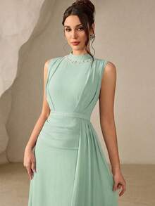 Coutiva 奢华晚礼服，亮片珍珠领，优雅高端正式晚宴礼服 - 薄荷綠 - 查看 5