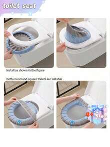 1pc Comfortable Toilet Seat, Household Toilet Seat, Washable Knitted - Green - View 8