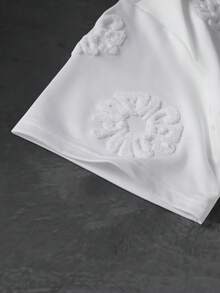 Manfinity Roghcode 加大码男士休闲日常毛巾刺绣短袖T恤 - 白色 - 查看 4
