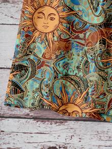 SHEIN LUNE Women's Vacation Sun Face Print Halter Neck Camisole, Suitable For Spring And Summer - Multicolor - View 2