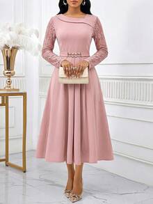 SHEIN Lady Đầm dự tiệc cho nữ, đầm đi nghỉ mát, đầm mùa hè, đầm cho quý cô, đầm hè, đầm mùa hè cho nữ, đầm hè cho phụ nữ - Hồng - Xem 3
